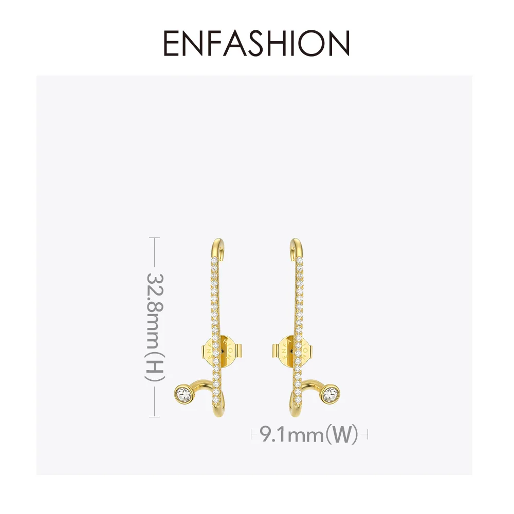 ENFASHION Панк горный хрусталь серьги гвоздики для женщин заявка на цвет золота