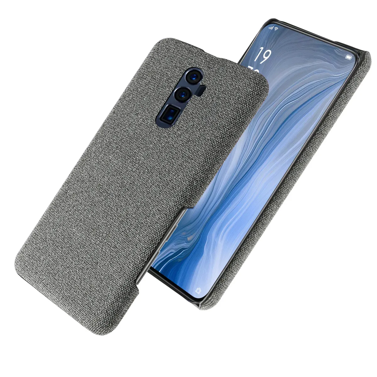 Чехол для Oppo Reno 5G Ultra Slim в ретро-стиле из ткани из плетения, прочный сзади из поликарбоната, антицарапин и защита от ударов Z.