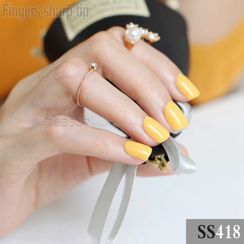 Накладные ногти ярко желтые квадратные 24 шт.|false nails|nail falseyellow nail |