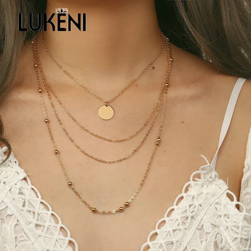 Женское винтажное ожерелье LUKENI модное богемное Золотое медальонное кулон