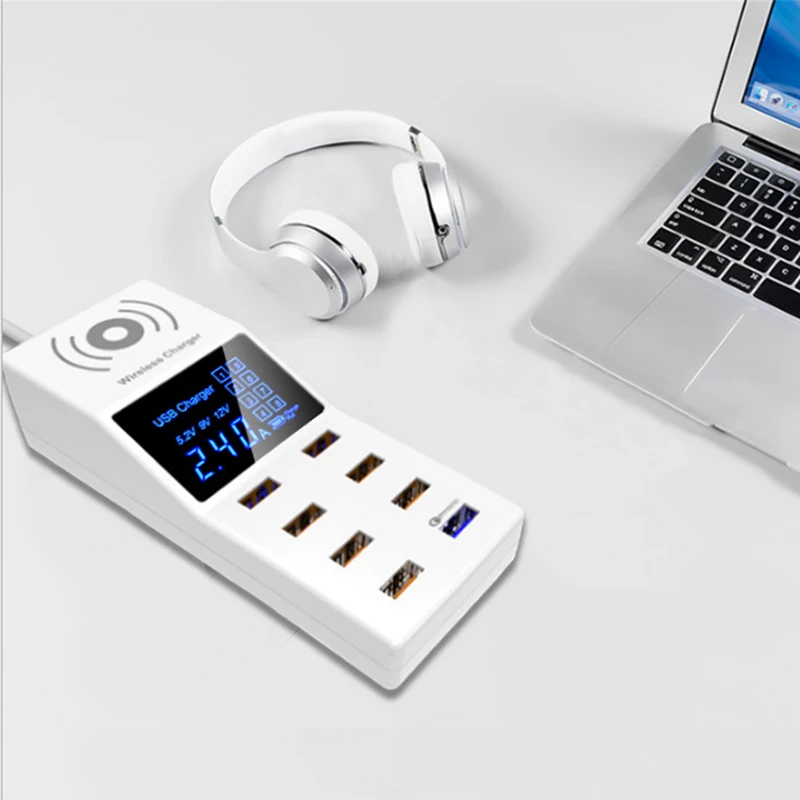 Быстрое зарядное устройство 3 0 Smart USB беспроводное с 8 портами светодиодный