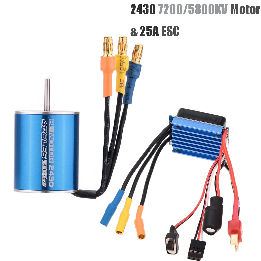 

2430 5800KV 7200KV 4P Sensorless Brushless Motor & 25A Brushless ESC Electric Speed Controller for 1/16 1/18 RC Car Truck SUV