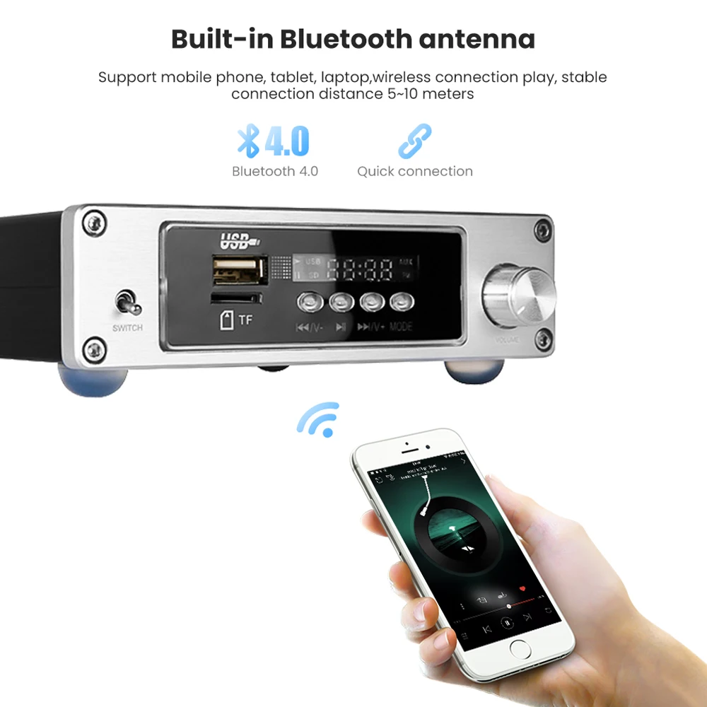 AIYIMA TPA3116 Bluetooth усилитель звука HIFI стерео аудио цифровой мощности 100Wx2 TF США Lossless