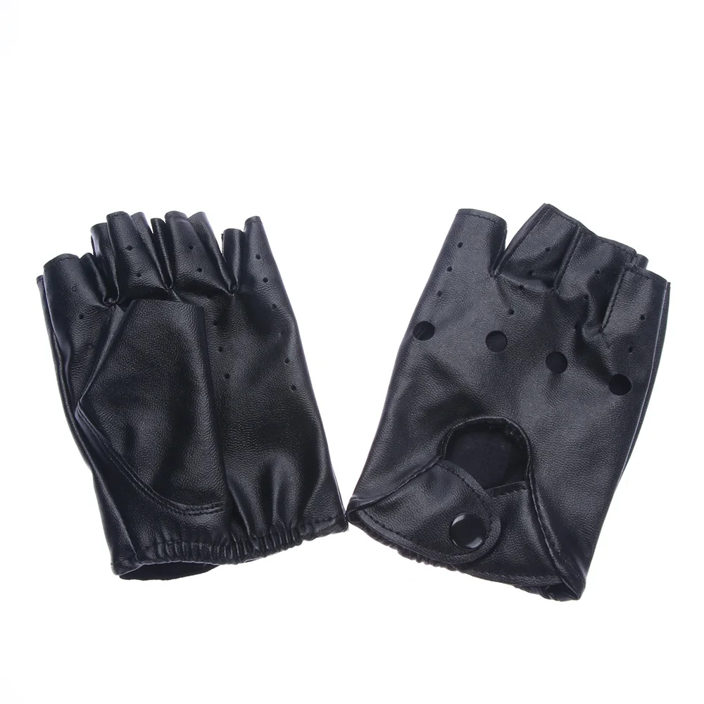 Женские перчатки без пальцев для вождения 1 пара искусственная кожа черные