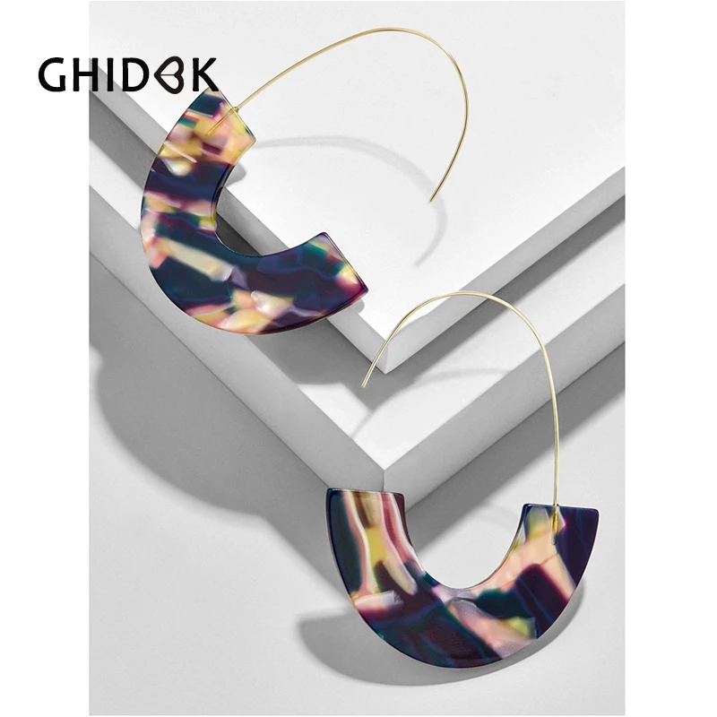 Женские акриловые серьги кольца GHIDBK Lucite уникальные минималистичные Обручи из