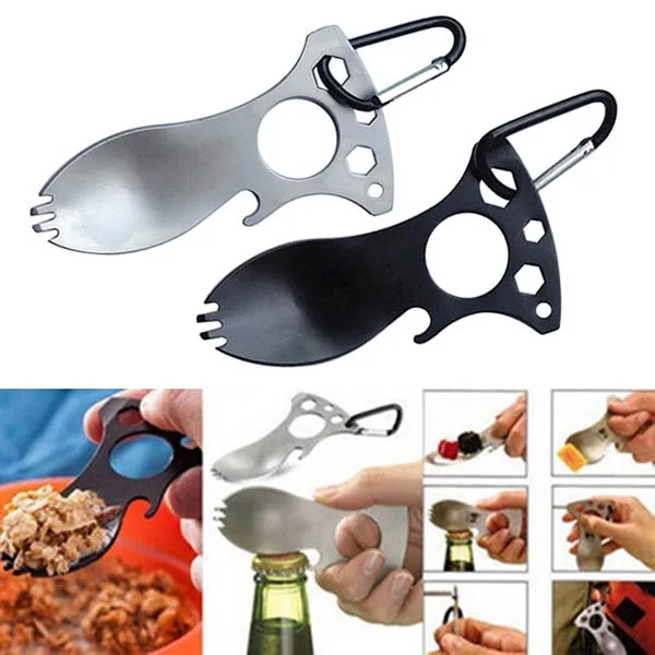 

5 в 1 набор для выживания для кемпинга Карманная отвертка EDC открывалка для бутылок ложка Шестерня инструмент FK88