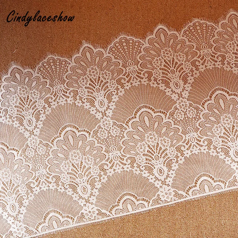 

3Meters 47cm Wide Black White Eyelashes Lace Trim Sewing Lace Fabric Womens Dress Clothing Accessories Lace Materials Underwear
