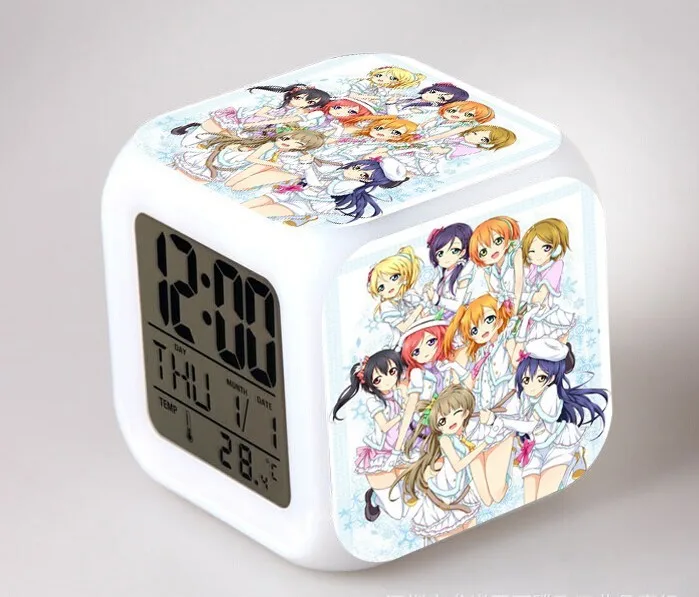Аниме Love Live! Школьный идол проект фигурки Саат цифровой будильник с 7 меняющимися