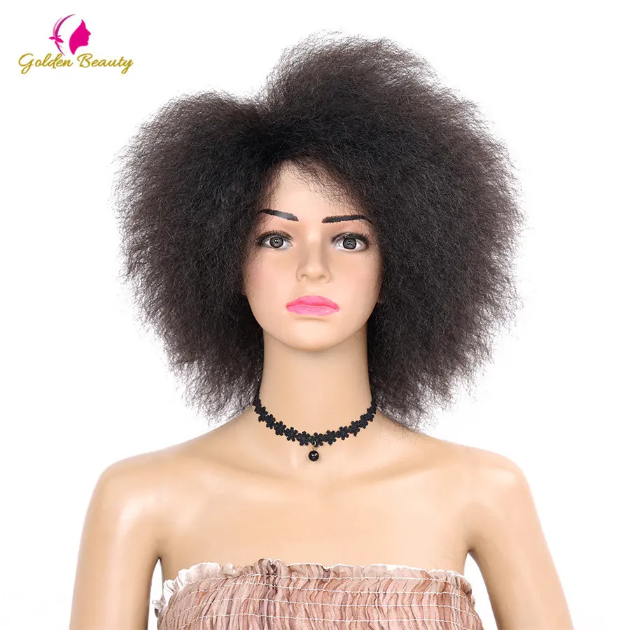 

Golden Beauty Kinky Curly short Afro Wigs 6inch Synthetic Wig For Women 90g