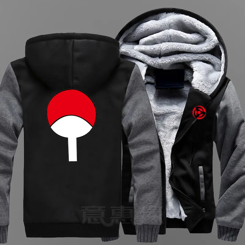 

New Uzumaki Naruto Hoodie Anime Uchiha Sasuke Coat Jacket Winter Men Thick Zipper Ootutuki Hagoromo Sweatshirt