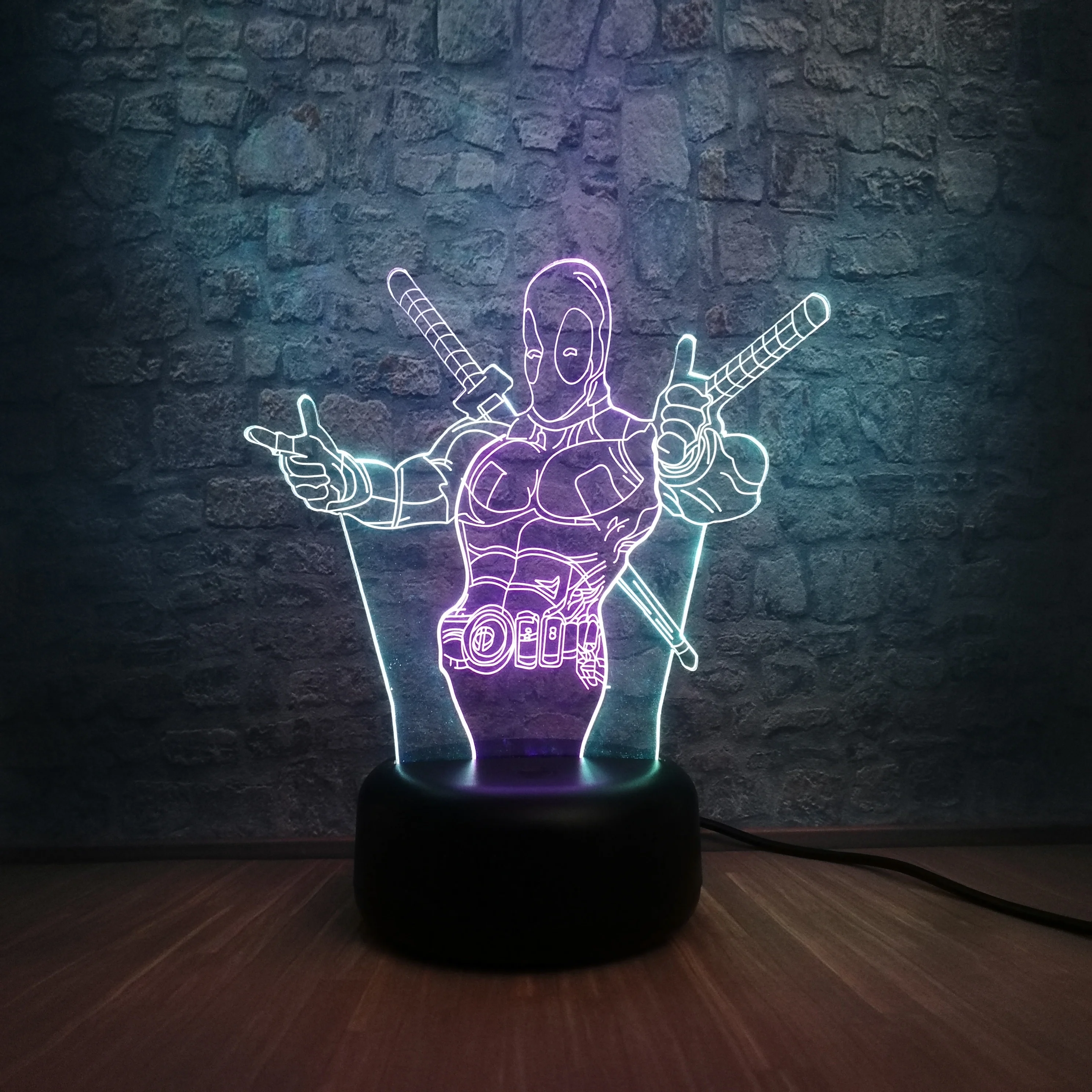 Новинка Marvel Рисунок мультфильм Антигерой Дэдпул смешанные цвета лампа RGB 7 цветов