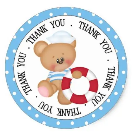 

1.5inch Sailor Teddy Bear with Life Preserver Thank You Classic Round Sticker