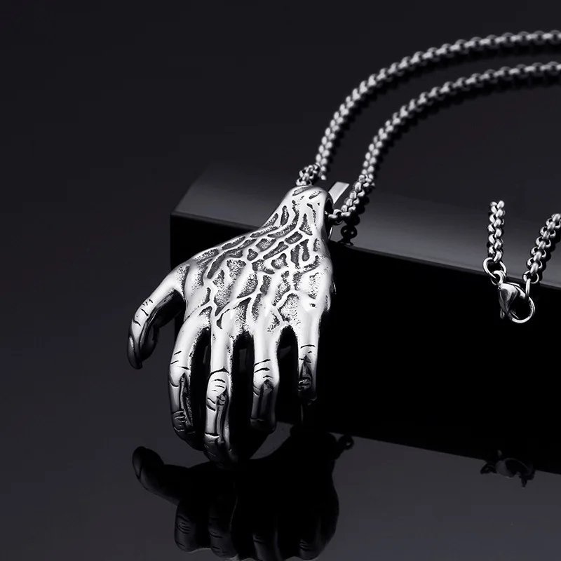 

Titanium steel domineering personality men's ghost hand pendant casting Nightclub fashion imitation hand jewelry