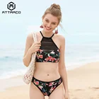 Аттракцион Женский комплект бикини винтажный цветочный принт сетчатый купальник купальный костюм Пляжная одежда сексуальное бикини