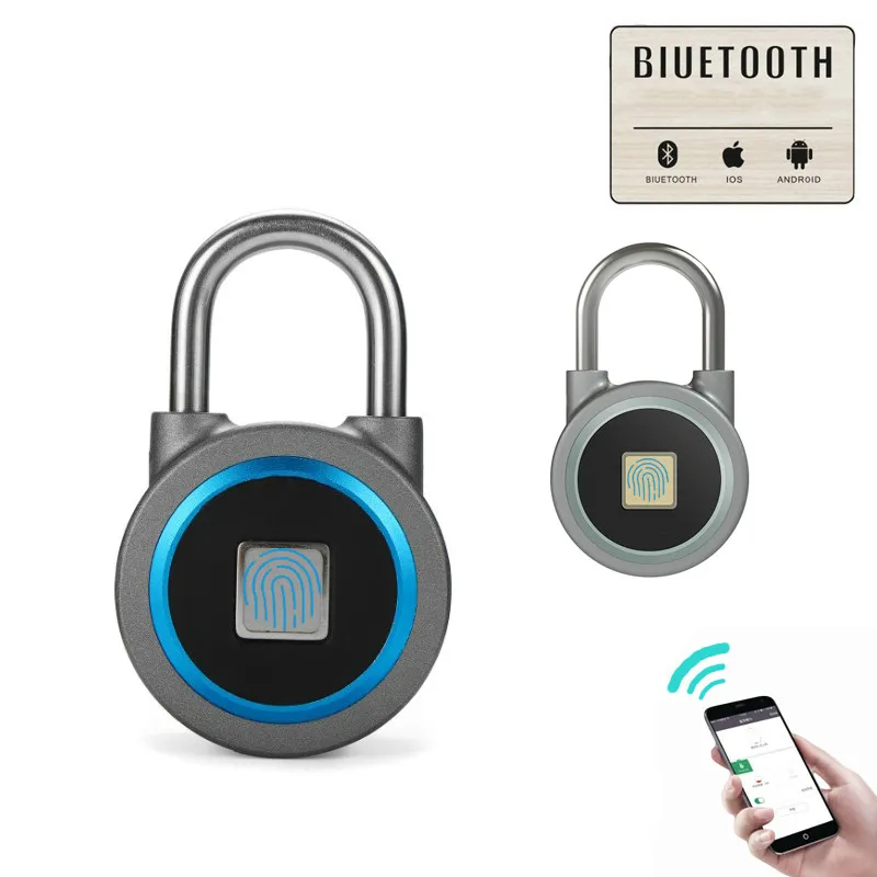 Keyless portable Bluetooth smart Fingerprint Lock waterproof padlock Anti-Theft iOS Android APP control door cabinet | Безопасность и