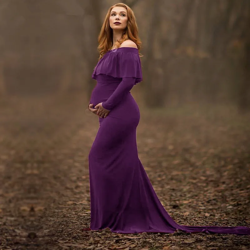 

SexeMara 2017 Maternity Dresses Maternity Photography Props Plus Size Dress Elegant Fancy Pregnancy Photo Shoot Women Long Dress