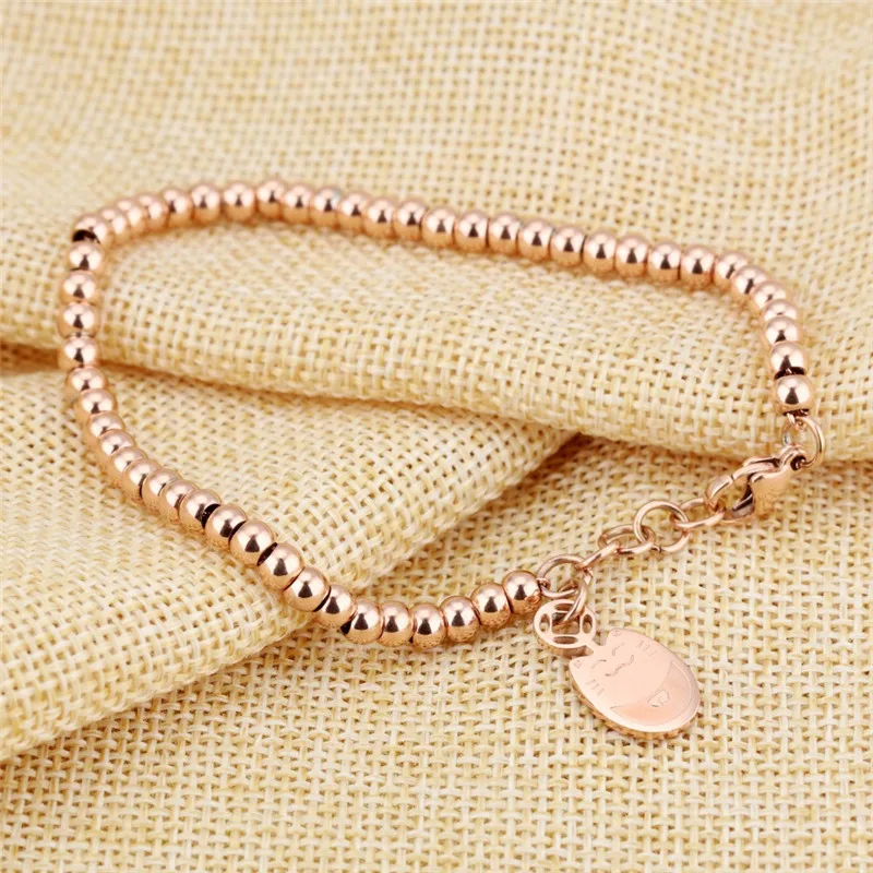 Modyle Lucky Cat кулон браслеты женские бисером из нержавеющей стали розовое