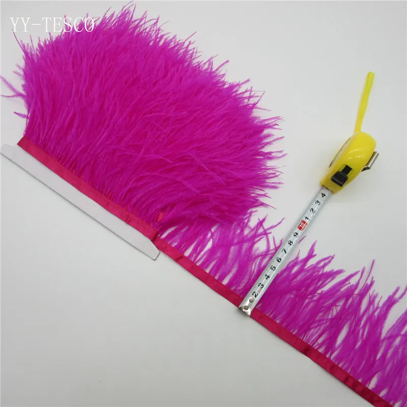 

New Arrival 5/10yards High Quality Rose Ostrich Feathers Trims for DIY Skirt Dress Costume Ribbon Feather Trimming