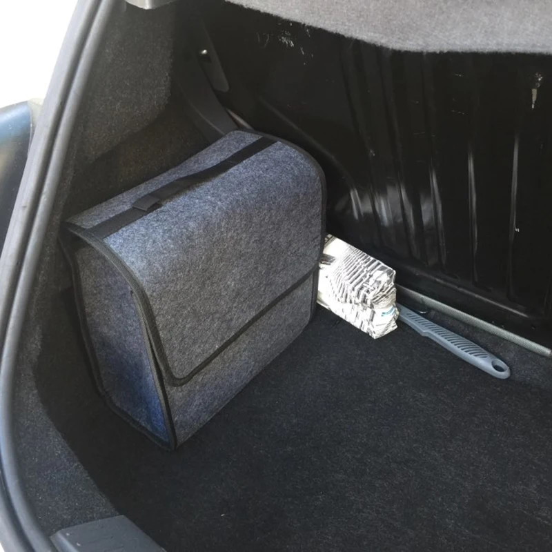 Car Trunk Organizer Storage Bag Stowing Tidying Box With Fire Extinguisher Bracket Nylon Belt Magic Fixing Tape Styling Hot | Автомобили и