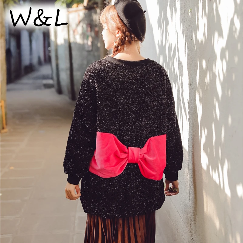 Women Sweater Pullover Knitted Jumper Pull Winter Thicken Warm Loose Batwing Sleeve Female Clothing Oversize Pink Bow Sweet Girl | Женская