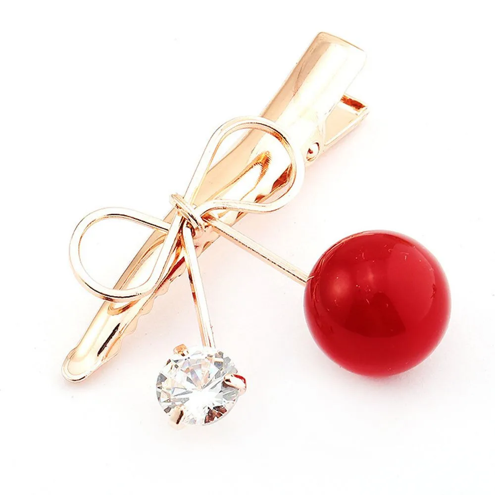 

1Pc Twist Hair Clip Red White Cherry Shaped Bowknot Hairpin Snap Barrette Headwear Hair Styling Accessories For Women Girl