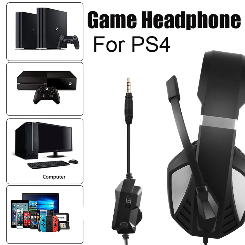 New Gaming Headset Voice Control Wired For PS4 Games Large Headphones Pc | Электроника