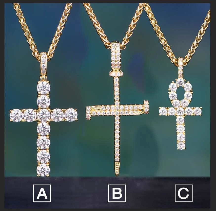 

TOPGRILLZ Hip Hop Ankh Cross Pendant Necklace Micro Pave AAAA+ Cubic Zirconia Egyptian Style 24" 30" Chain Necklace