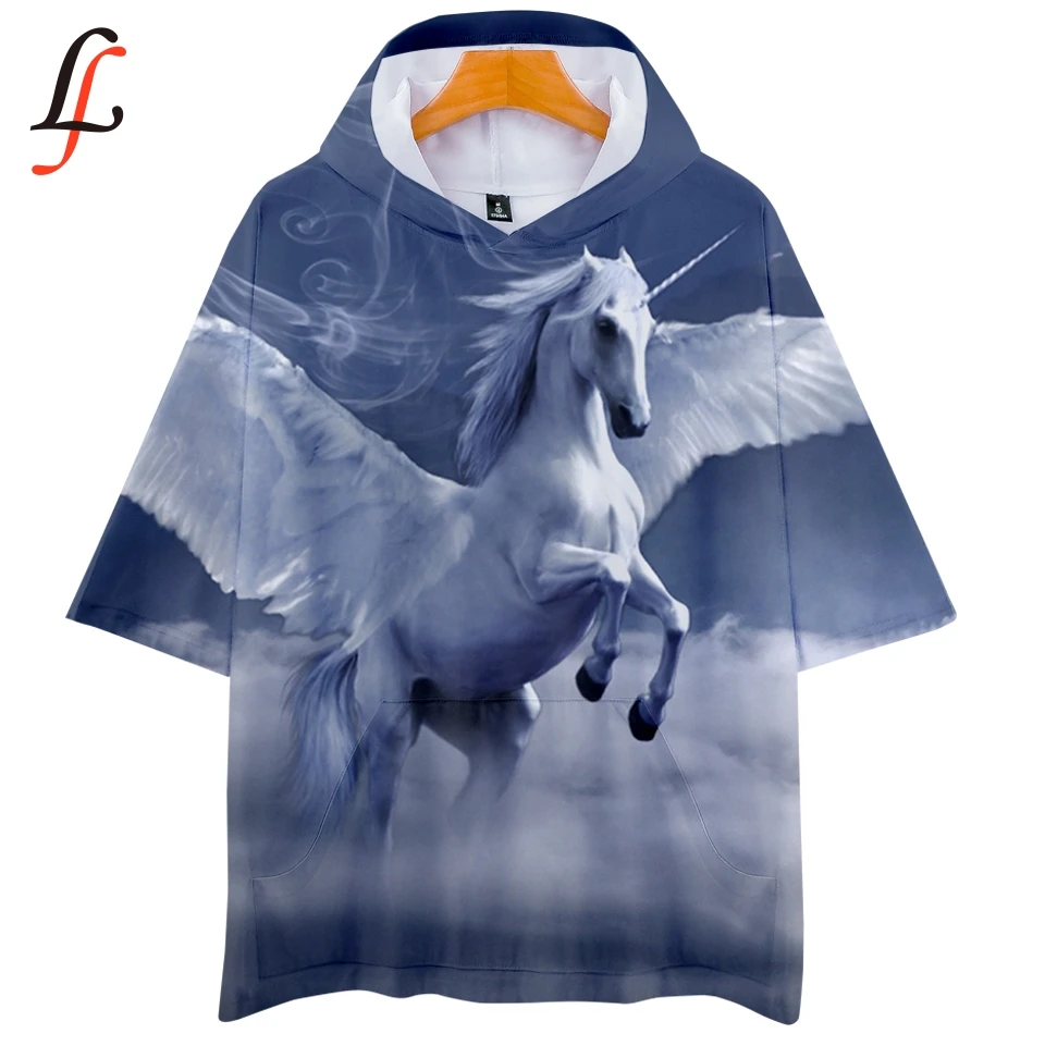 Unicorn 3D Harajuku Hoodies T-shirt Menber Cool Shirt Kpop Summer/Autumn Hip Hop College Style Cloth Plus Size XXS-4XL | Женская одежда