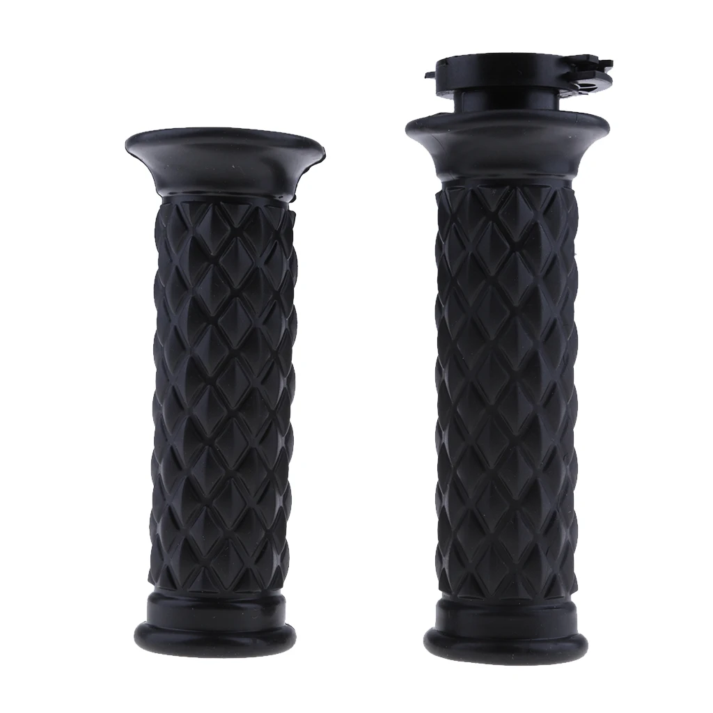 

1 Pcs Black Durable Rubber Cafe Racer Style Hand Grips 7/8' (22mm) Diamond Pattern Motorcycles