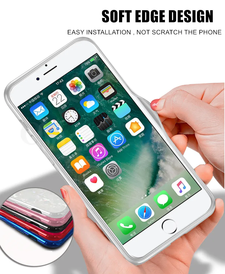 Olaf Luxury Tempered Glass Case For iPhone X 6 7 8 Marble Pattern Shell Bling Hard Back Cover 6S Plus |