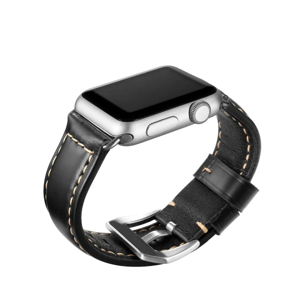Ремешок для часов из натуральной кожи 38 мм 42 спортивный браслет Apple Watch 1 2 3 ремешок