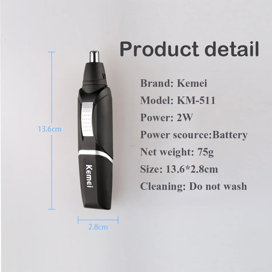 Kemei KM-511 электрический триммер для носа мужчин красота аа батарея нос и ухо волос