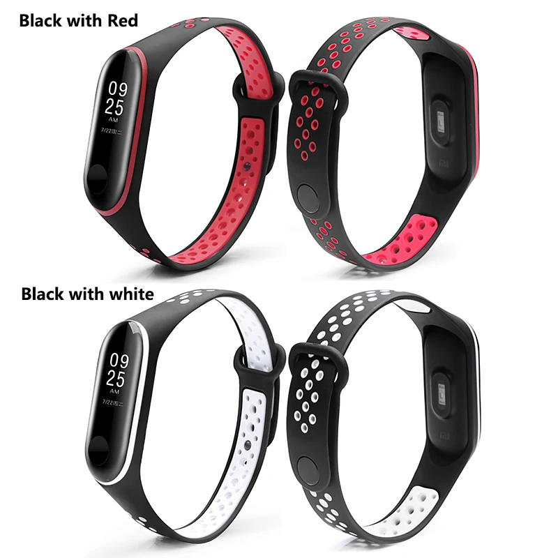 Ремешок BOORUI спортивный для Miband 3 Двухцветный силиконовый сменный Браслет xiaomi mi