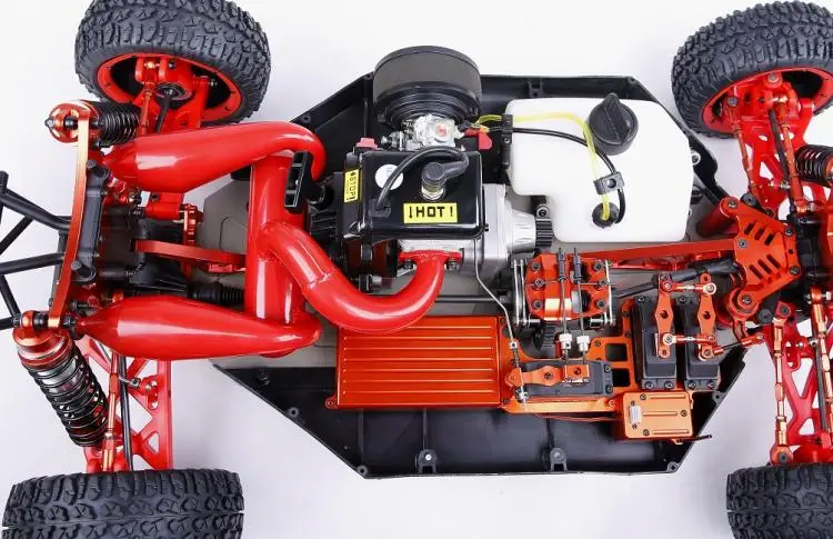 Красная выхлопная труба с двойным отверстием для Losi 5ive-T LOSB0019 Rovan LT MINI WRC KM X2 DDT QL-5T gas