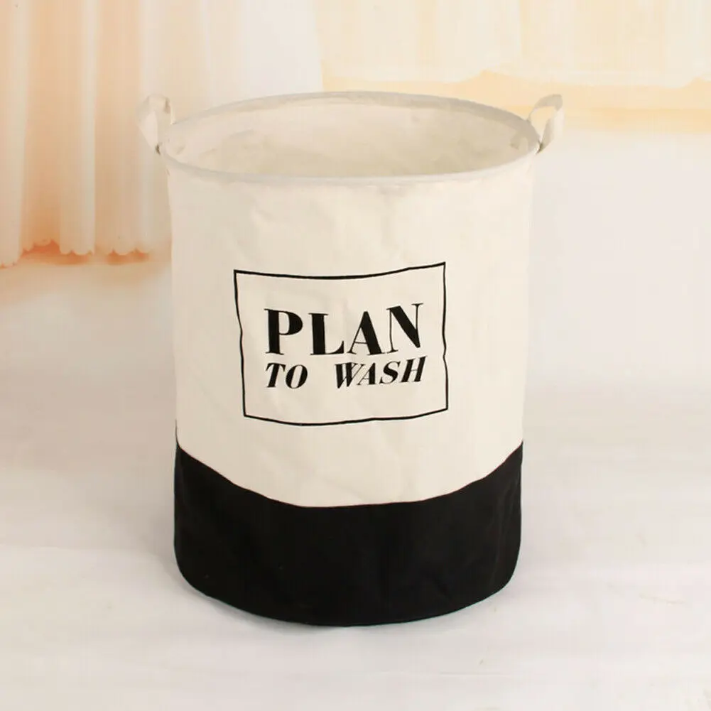 

Dirty Clothes Storage Bucket Folding Stripe Tote Laundry Basket Home Accessory