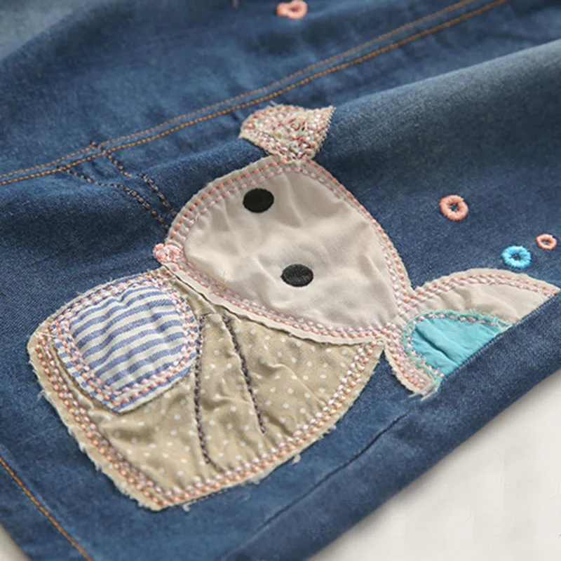 Girl''s Overalls Cute Mickey Pattern Embroidery Design Fashion Female Baby Jean Dress Infant Kid Spring Autumn Clothing | Детская