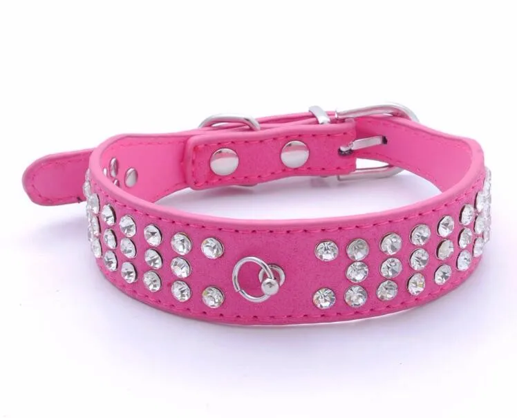 New style hot selling pet dog cat collar with diamond soft genuine leather puppy necklace 5 colors supplier | Дом и сад