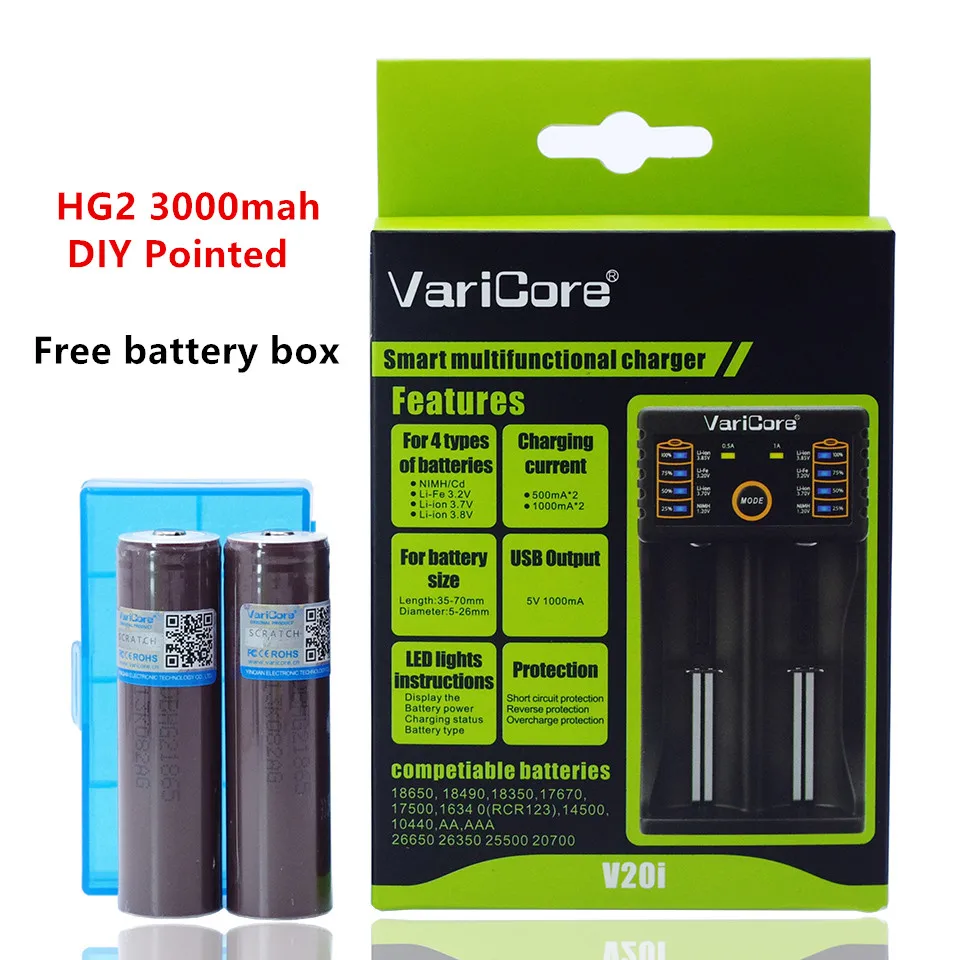 VariCore V20i зарядное устройство 18650 литиевая батарея HG2 HE4 INR18650 25R электронной