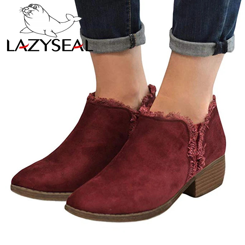 Женские ботильоны LazySeal на высоком каблуке туфли-лодочки с эластичным ремешком