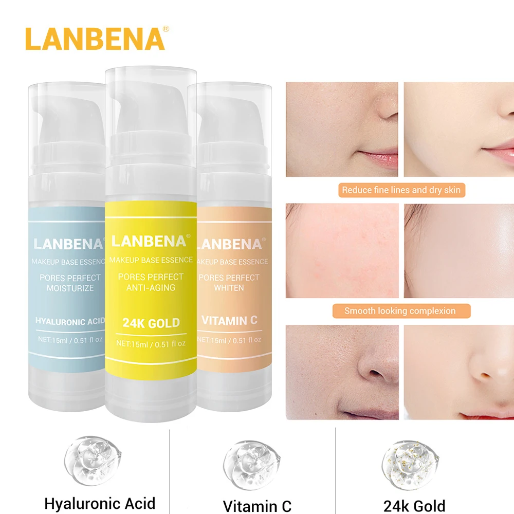 LANBENA 24K Золотая основа под макияж гиалуроновая кислота VC увлажняющий контроль