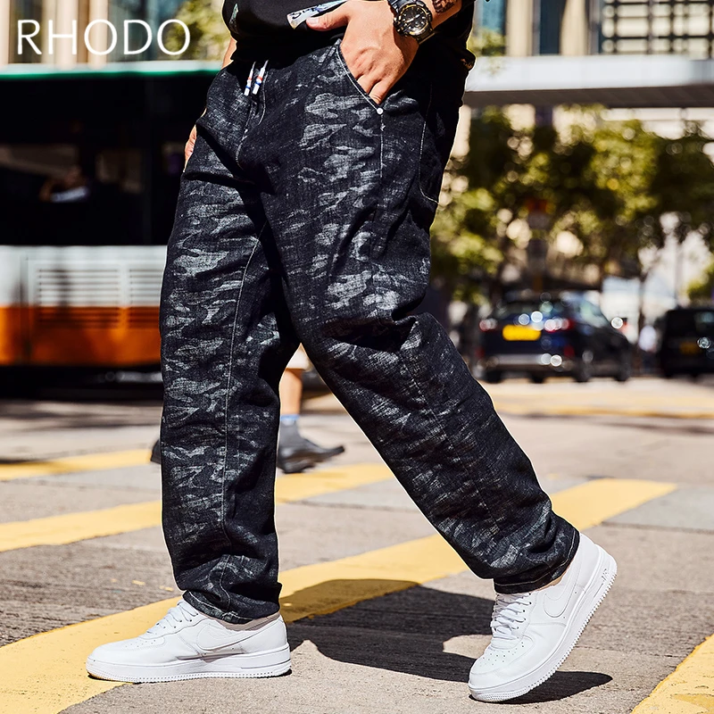 Новый Для мужчин джинсовые штаны Ретро Camo Stretch Свободные мешковатые Прямые