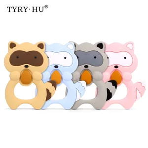 TYRY.HU 1 шт. силиконовый Прорезыватель для зубов из енота, детские игрушки для прорезывания зубов в форме животного, удобный подарок для будущей мамы, пищевой силикон