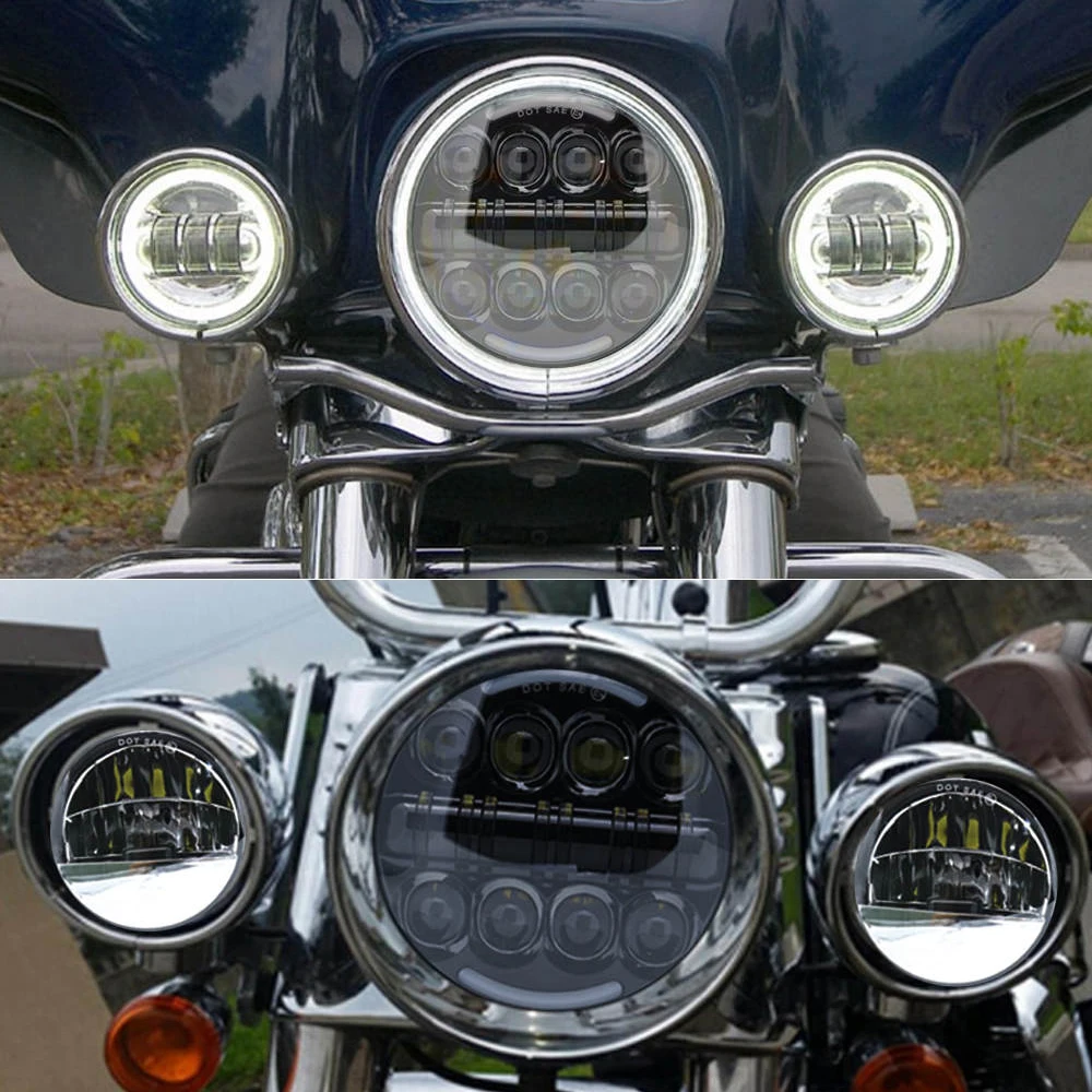 7 дюймовый светодиодный фар 80 Вт DRL Halo угол глаза фары 12V Высокий Низкий Луч для Jeep