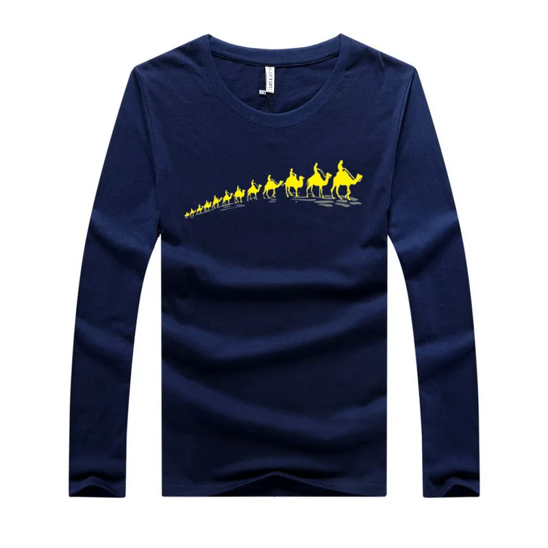 Plus Size 6xl T Shirt Men Long Sleeve New Fashion 2016 Men's Brand Clothing Casual Slim O-neck Cotton shirt Print Homme Tees | Мужская