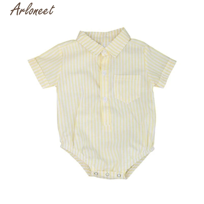 2017 fashionnewborn Дети для маленьких мальчиков в полоску девочек комбинезон одежда
