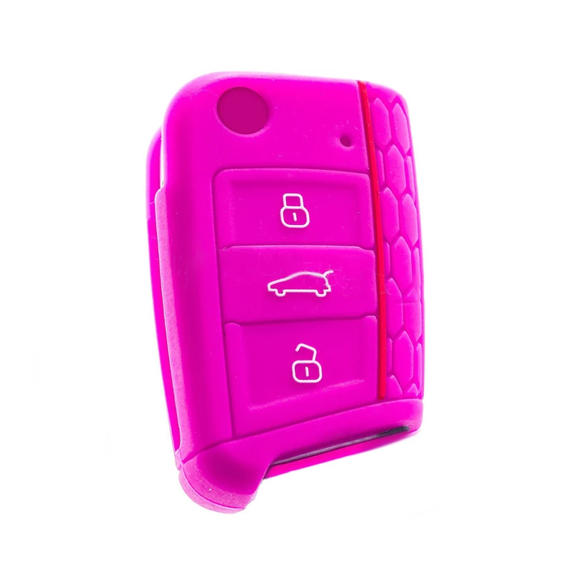 Rose Red Чехол для ключей автомобиля, силиконовый чехол для VW Golf 7 MK7 VII Tiguan Polo Skoda Octavia A7 Kodiaq Seat Ateca Leon - Название цвета: Rose Red