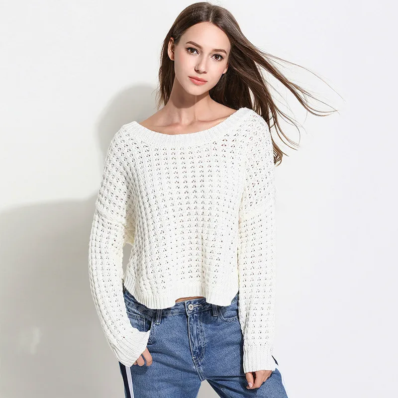 

2019 Sale New Lycra Exploding Large Size Women's Sleeves Round Neck Irregularity Knitted Sweater European And American Sleeved