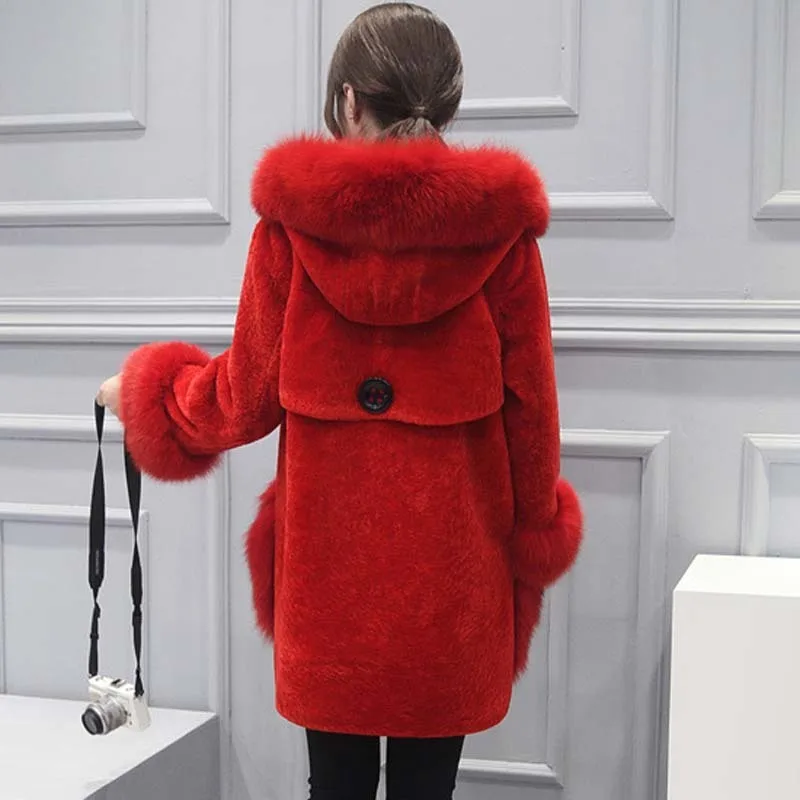 Однотонное пальто с густым мехом Casaco Feminino зимняя и осенняя одежда перьями модная