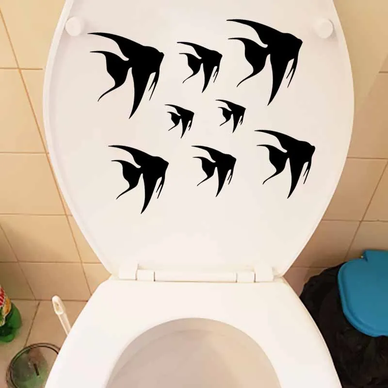 YOJA 24x22 см WC наклейки для унитаза рыбы Ванная комната океан морская море настенные