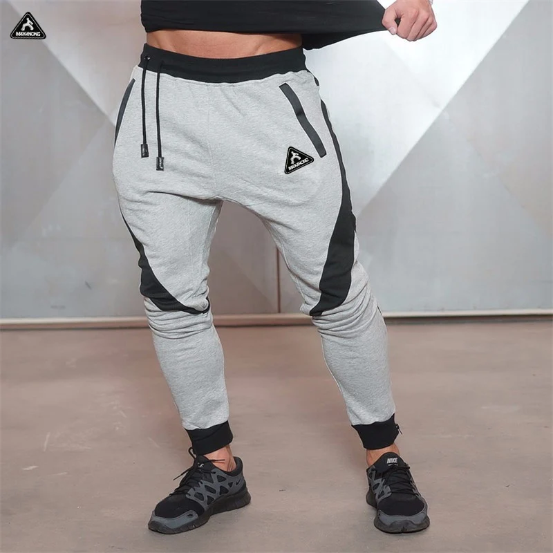 Maikanong Мужская athleticpants тренировки ткань спортивных Активный Хлопок Брюки Мужчины